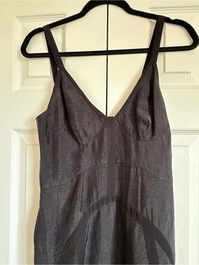 Massimo Dutti Sleek V-Neck Black Slip Dress